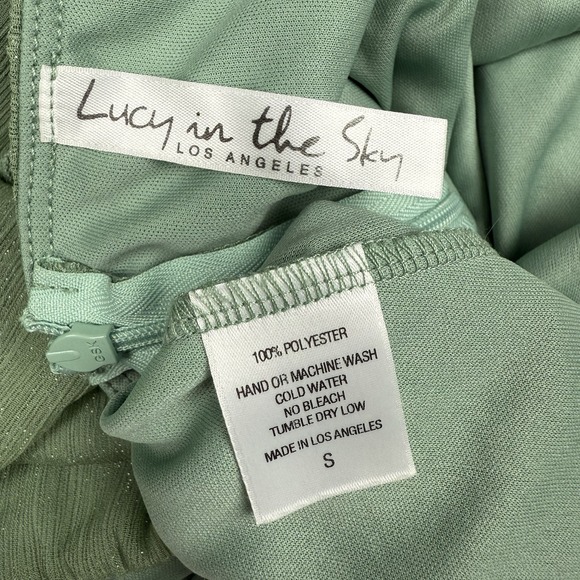 New Lucy In The Sky Ruffle Corset Mini Dress Small Green Short Sleeve Open Back - Picture 5 of 6